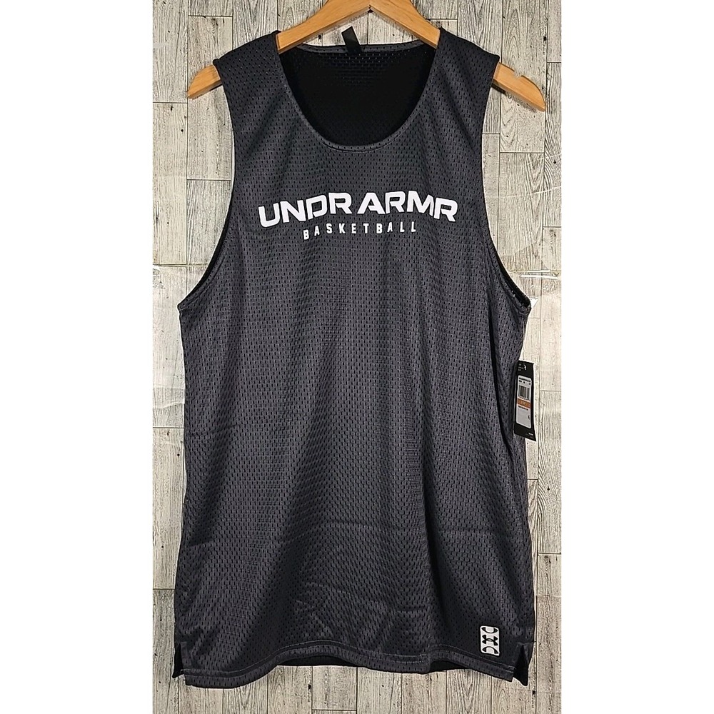 Under Armour Basketball Tank Top SMALL Mens Reversible Gray Mesh NEW